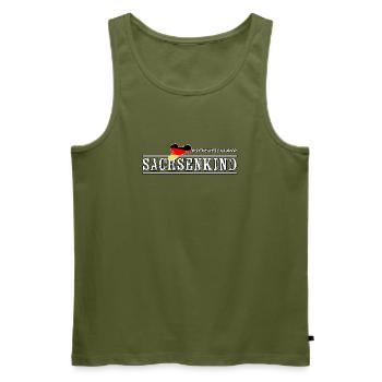 Sachsenkind Ostdeutschland Shirt - Männer Premium Bio Tank Top - Khaki - Vorne - Michal (187cm)