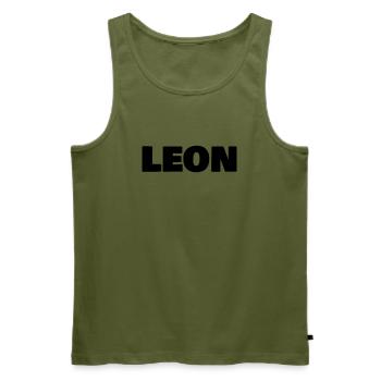 Leon - Men's Premium Organic Tank Top - khaki - Front - Michal (187cm)