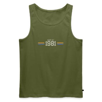Best Of 1981 Funny Gift T-Shirt - Men's Premium Organic Tank Top - khaki - Front - Michal (187cm)