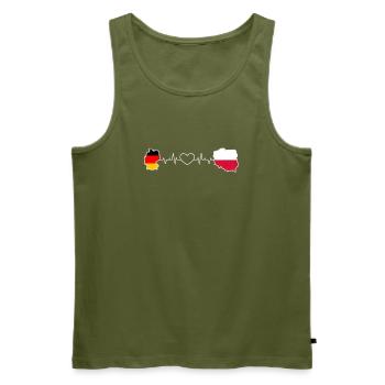Le battement de cœur de l’Allemagne et de la Pologne - Débardeur bio Premium Homme - kaki - Devant - Michal (187cm)