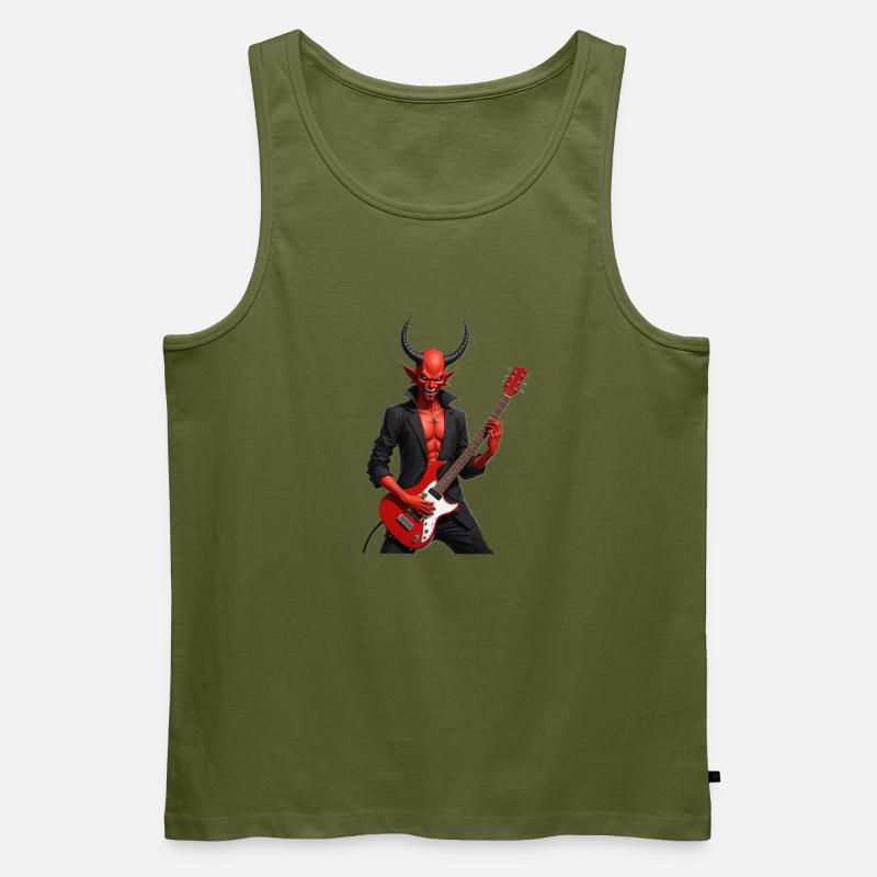 Teufel mit roter E-Gitarre - Männer Premium Bio Tank Top - Khaki