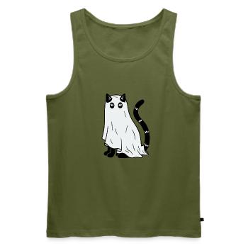 Halloween Katze Gespenst - Männer Premium Bio Tank Top - Khaki - Vorne - Michal (187cm)