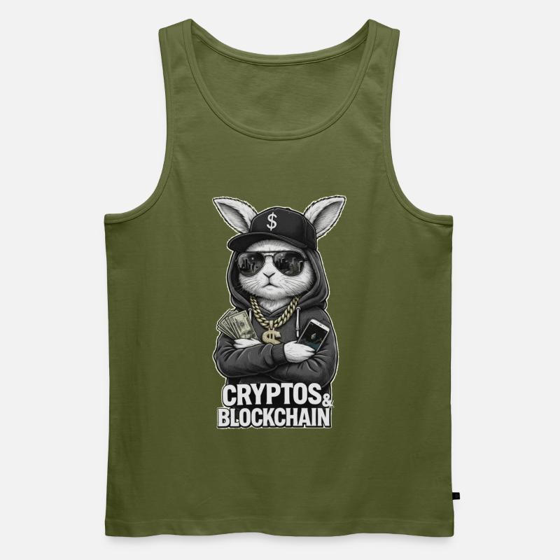 CryptoRabbit: Blockchain Hustle T-Shirt - Männer Premium Bio Tank Top - Khaki