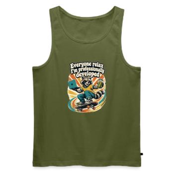 Alle entspannt euch, ich bin beruflich entwickelt - Männer Premium Bio Tank Top - Khaki - Vorne - Michal (187cm)