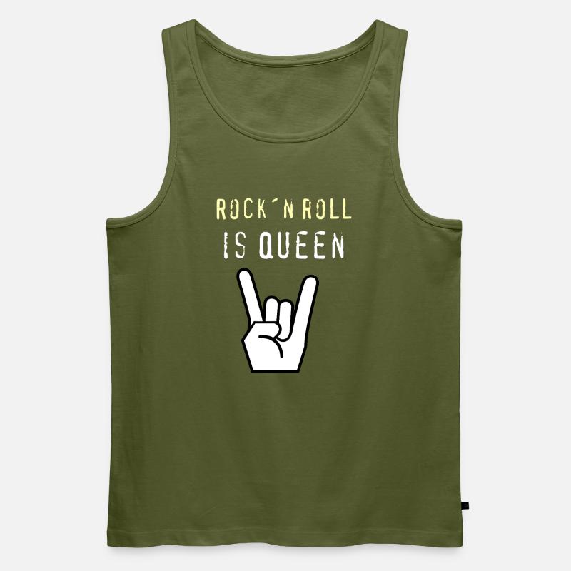 Rockn_Roll_is_Queen - Männer Premium Bio Tank Top - Khaki