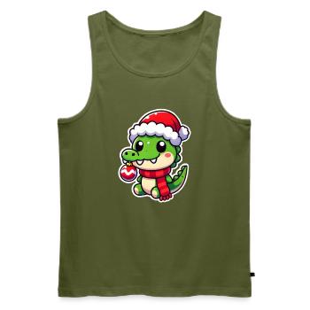 Jolly Crocodile Claus - Débardeur bio Premium Homme - kaki - Devant - Michal (187cm)