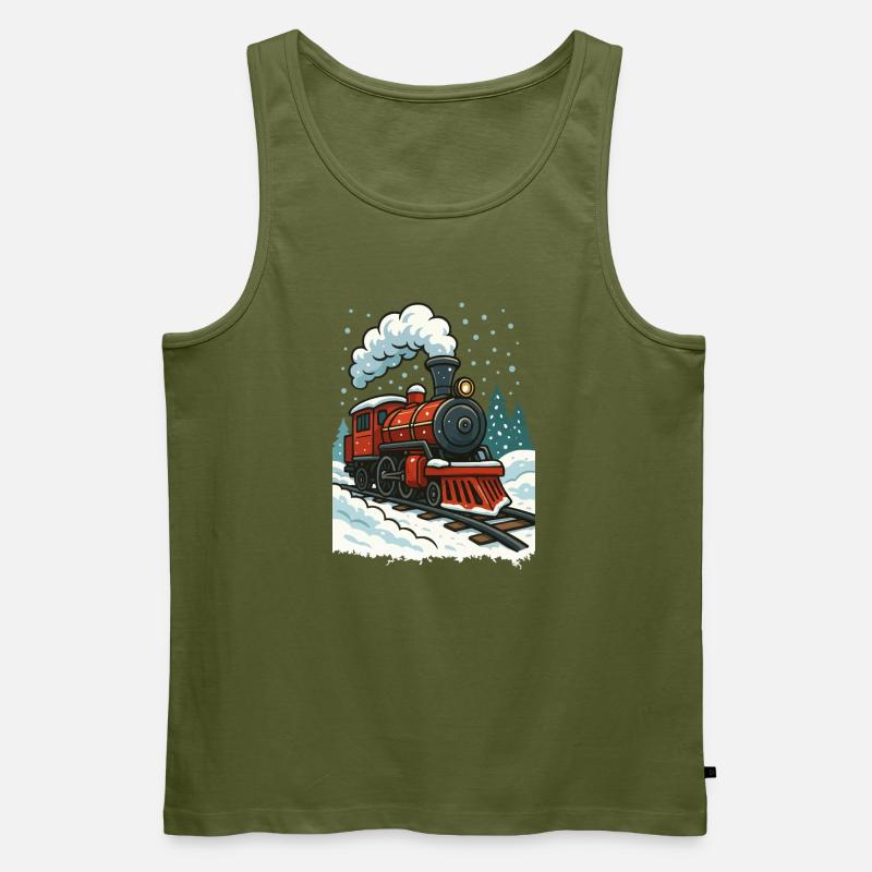 Winterliche Dampflok Comic - Männer Premium Bio Tank Top - Khaki