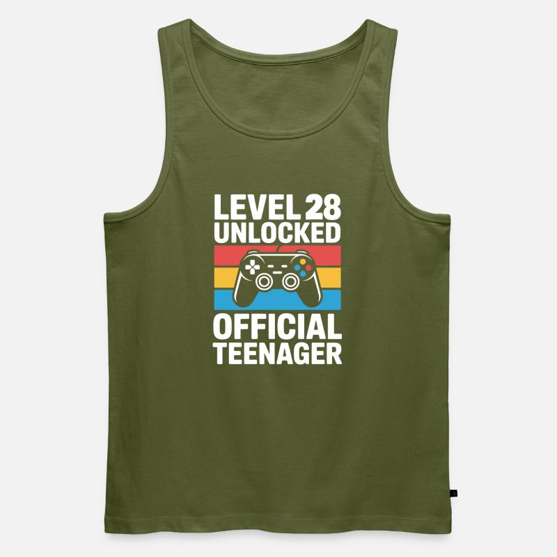 Level 28 Freigeschaltetes Tee-Tee - Männer Premium Bio Tank Top - Khaki