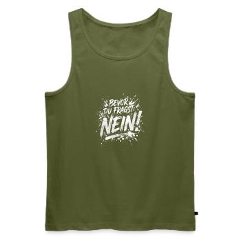 Bevor du fragst Nein lustige Büro Sprüche - Männer Premium Bio Tank Top - Khaki - Vorne - Michal (187cm)