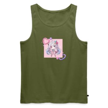 Pastell-Chibi Herzakzent - Männer Premium Bio Tank Top - Khaki - Vorne - Michal (187cm)