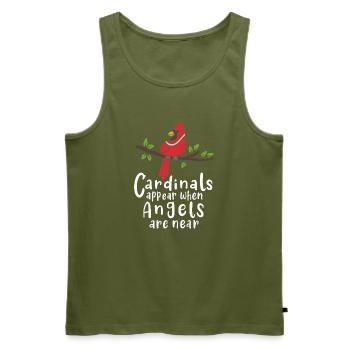 Les cardinaux apparaissent lorsque les anges sont proches de la citation - Débardeur bio Premium Homme - kaki - Devant - Michal (187cm)