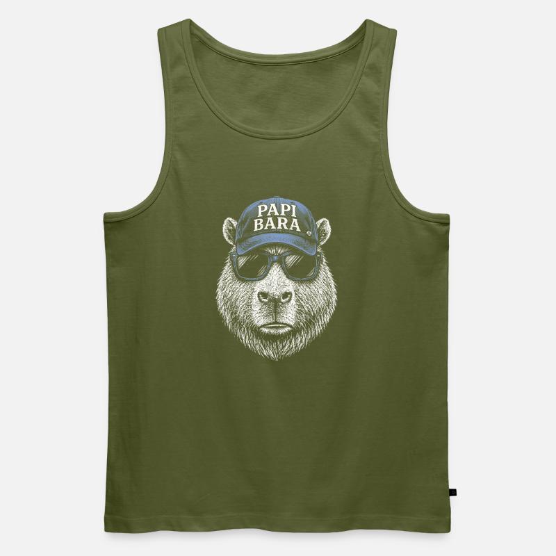 Papi Bara Bär mit Sonnenbrille - Männer Premium Bio Tank Top - Khaki