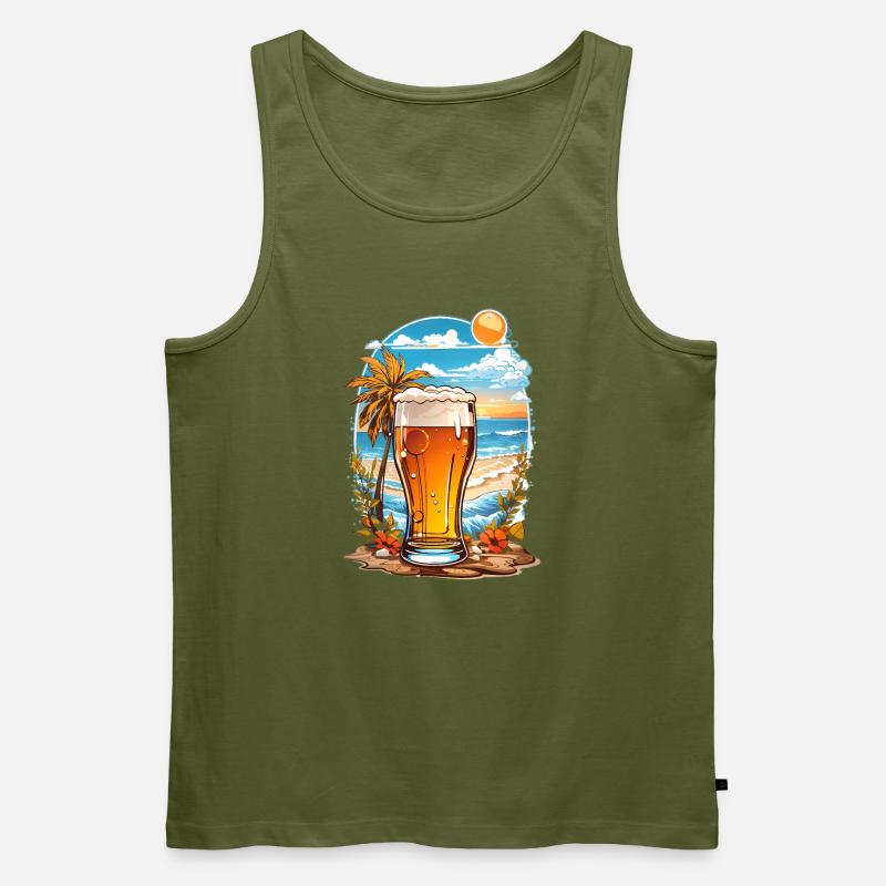 Strand Bier - Männer Premium Bio Tank Top - Khaki