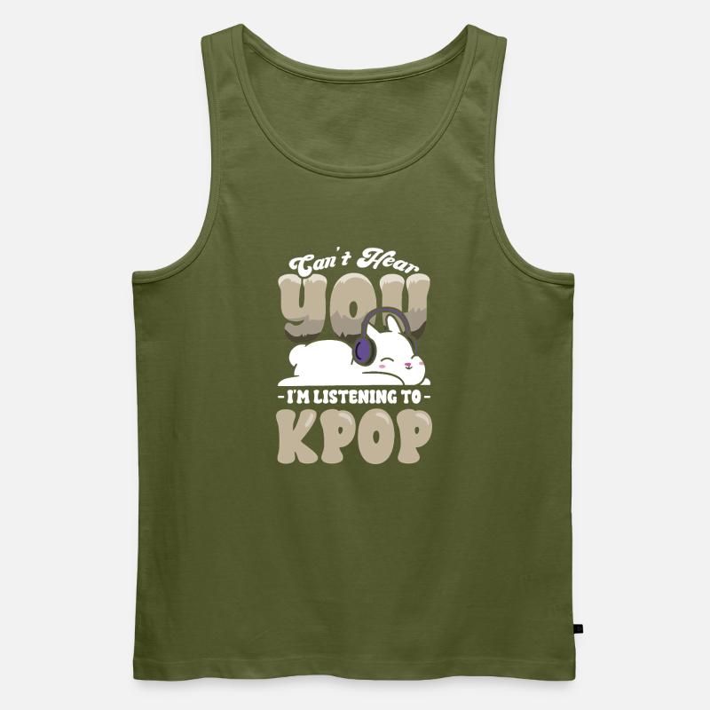 Kpop Hase mit Kopfhörern - Männer Premium Bio Tank Top - Khaki