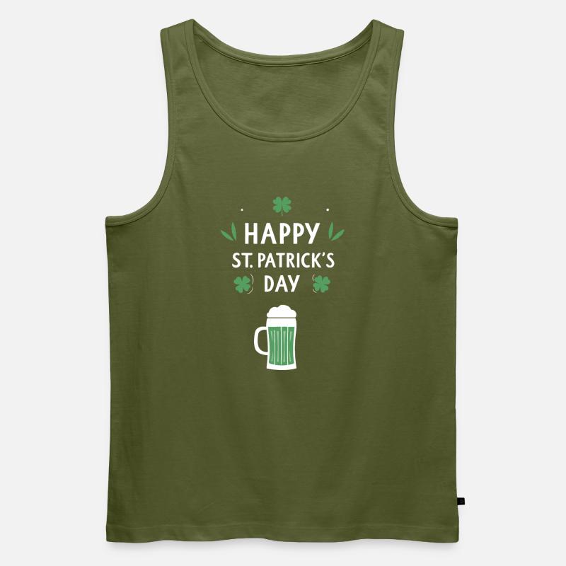 St. Patrick's Day Bier & Kleeblatt - Männer Premium Bio Tank Top - Khaki