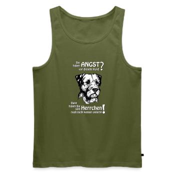 Angst vor Border Terrier? Herrchen - Männer Premium Bio Tank Top - Khaki - Vorne - Michal (187cm)