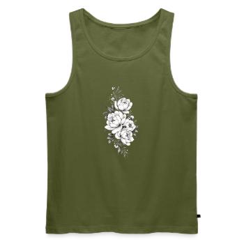Zeitlose Graustufen-Floral - Männer Premium Bio Tank Top - Khaki - Vorne - Michal (187cm)