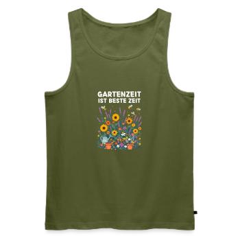 Gartenzeit ist beste Zeit – Gärtnerei - Männer Premium Bio Tank Top - Khaki - Vorne - Michal (187cm)