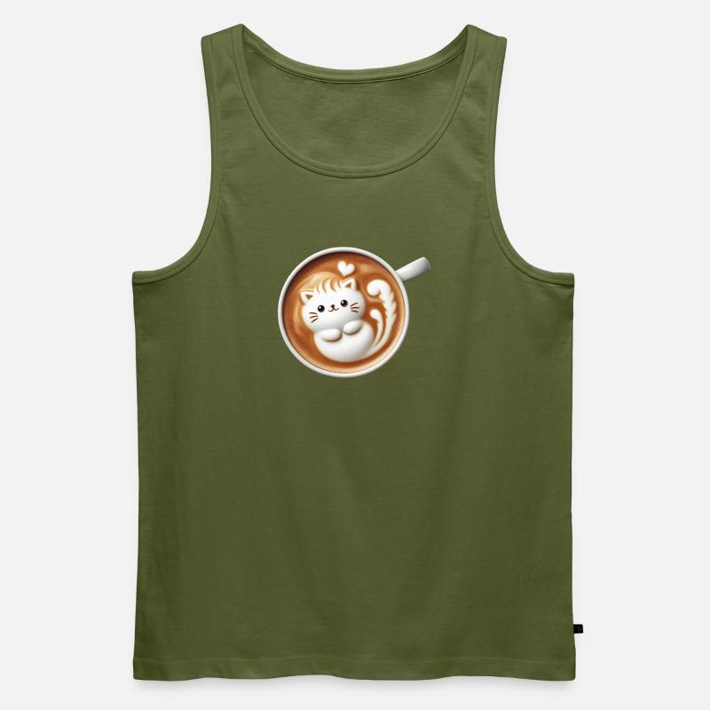 Latte Katze - Männer Premium Bio Tank Top - Khaki