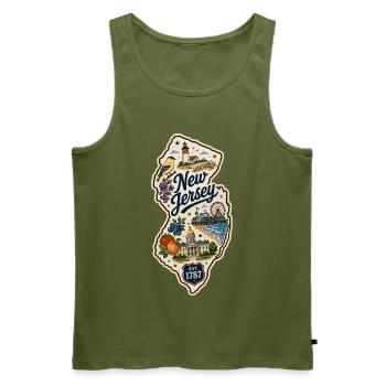 New Jersey Garden State Vintage Reiseaufkleber - Männer Premium Bio Tank Top - Khaki - Vorne - Michal (187cm)