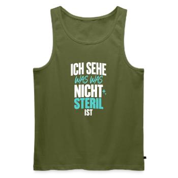 ZFA Hygieneblick ICH SEHE WAS WAS NICHT STERIL IST - Männer Premium Bio Tank Top - Khaki - Vorne - Michal (187cm)
