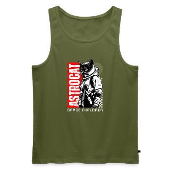 Space Cat Astronaut Astrocat - Männer Premium Bio Tank Top - Khaki - Vorne - Michal (187cm)
