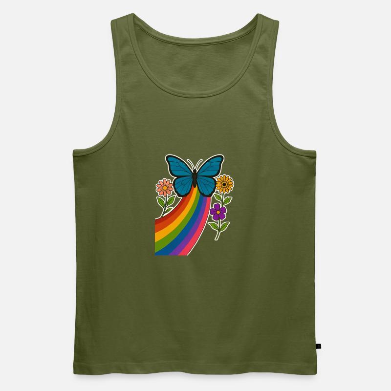 Regenbogen Schmetterling - Männer Premium Bio Tank Top - Khaki
