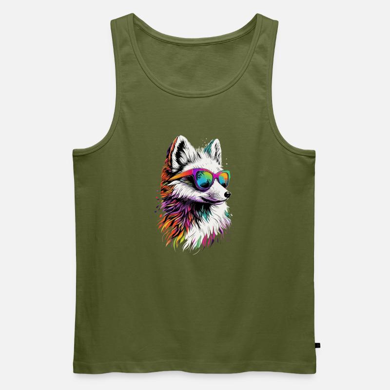 Polarfuchs Schneefuchs Eisfuchs Süßer Weißer Fuchs - Männer Premium Bio Tank Top - Khaki