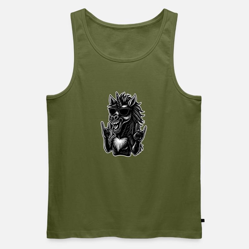 Rockendes Einhorn mit Sonnenbrille - Männer Premium Bio Tank Top - Khaki