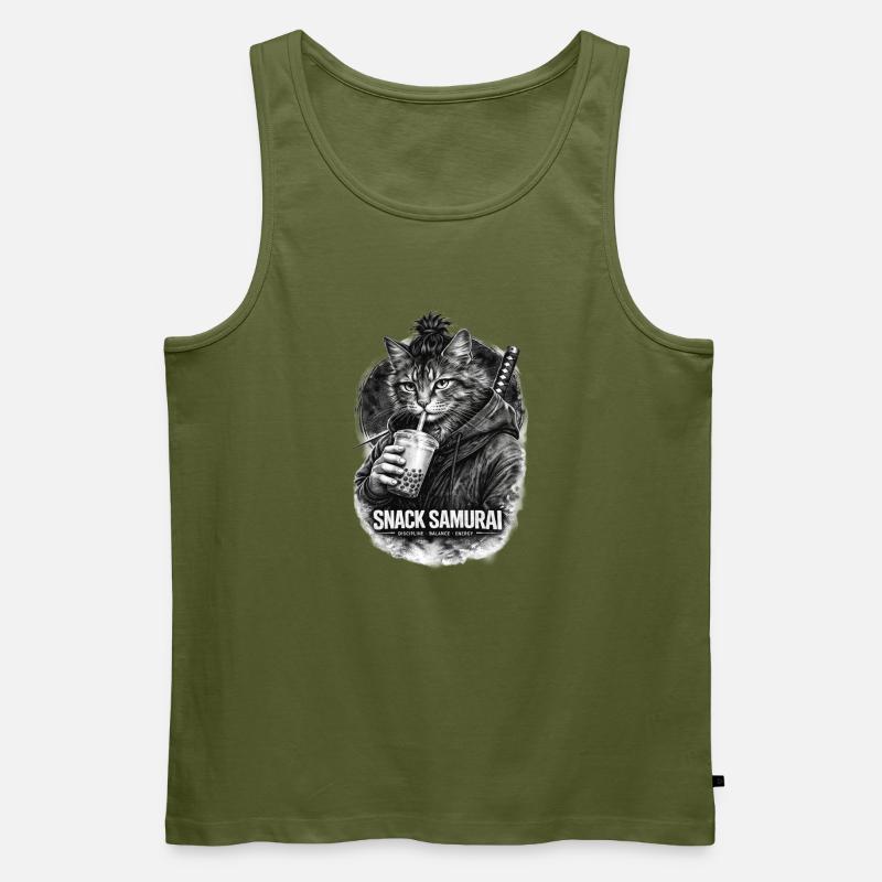 Snack Samurai Katze I - Männer Premium Bio Tank Top - Khaki