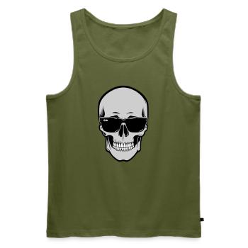 Skull with Sunglasses Graphic - Men's Premium Organic Tank Top - khaki - Front - Michal (187cm)