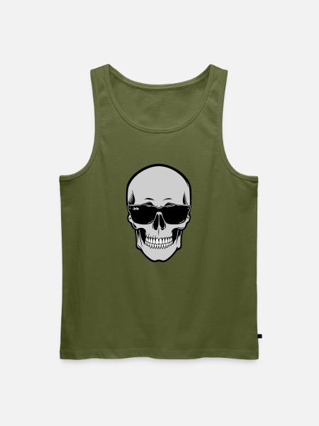 Skull with Sunglasses Graphic - Men's Premium Organic Tank Top - khaki
