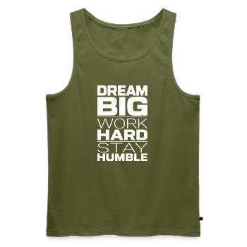 Rêvez grand Travaillez dur Restez humble – Motivation - Débardeur bio Premium Homme - kaki - Devant - Michal (187cm)