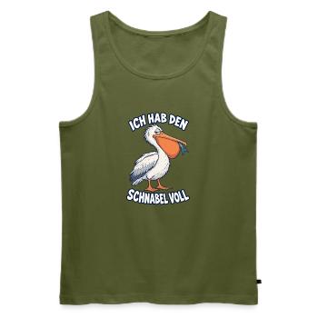 Ich hab den Schnabel voll – Pelikan - Männer Premium Bio Tank Top - Khaki - Vorne - Michal (187cm)