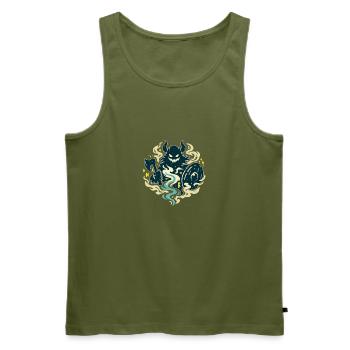 Dämonischer Krieger mit Axt - Männer Premium Bio Tank Top - Khaki - Vorne - Michal (187cm)
