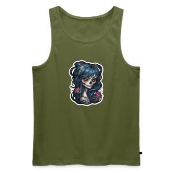 Tattoo Girl Skull Print - Männer Premium Bio Tank Top - Khaki - Vorne - Michal (187cm)