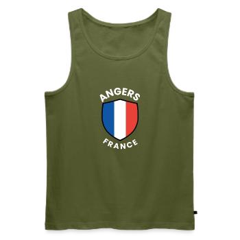 Angers France Shield Emblem - Men's Premium Organic Tank Top - khaki - Front - Michal (187cm)