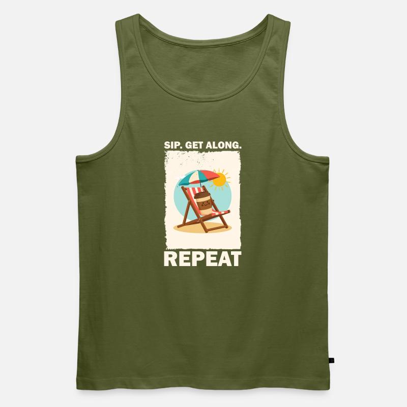 Sonniger Strandkaffee Trinkdesign - Männer Premium Bio Tank Top - Khaki