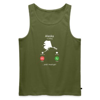 Alaskan Malamute Is Calling Funny Dog Owner - Men's Premium Organic Tank Top - khaki - Front - Michal (187cm)