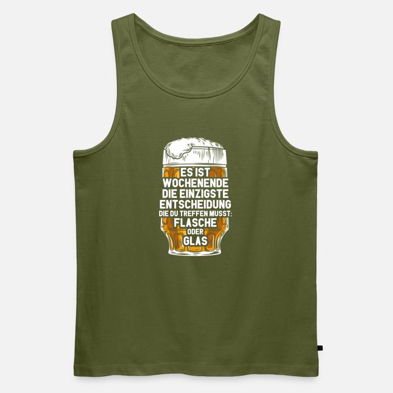 Wochenende Flasche Oder Glas / Bier Spruch - Männer Premium Bio Tank Top - Khaki