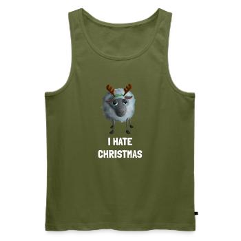 I hate Christmas Schaf - Weihnachtsmuffel Geweih - Männer Premium Bio Tank Top - Khaki - Vorne - Michal (187cm)