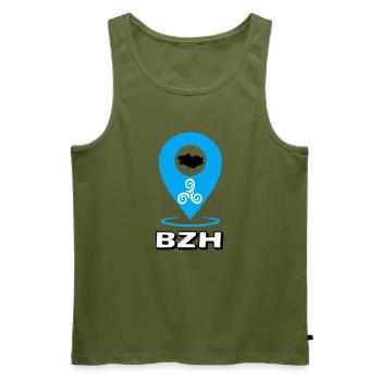 Triskel Breizh Blue - Men's Premium Organic Tank Top - khaki - Front - Michal (187cm)