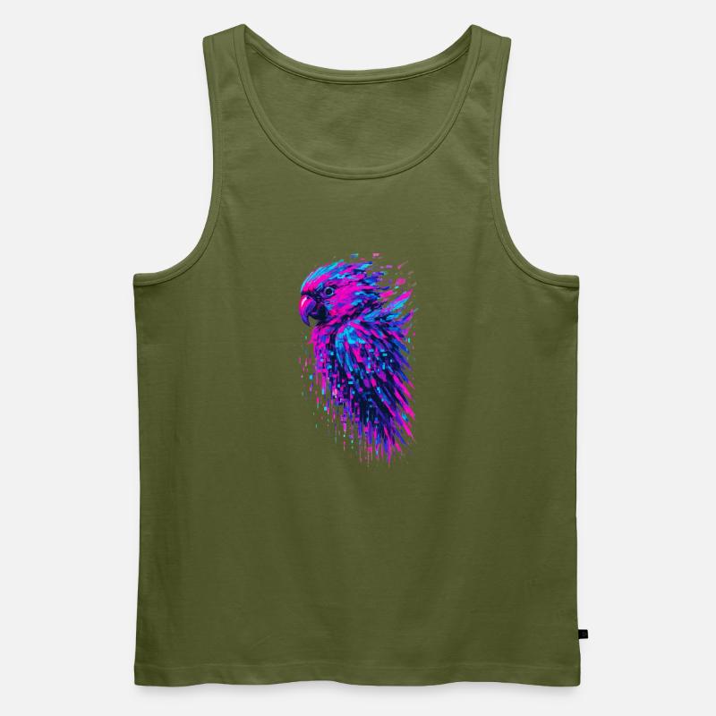 Papagei-Glitch-Kunst Cyber-Vibration - Männer Premium Bio Tank Top - Khaki