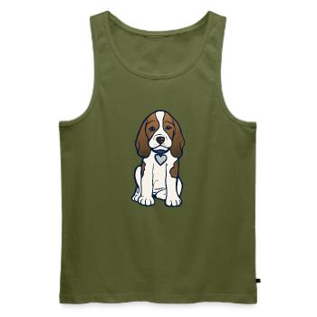 Illustration des Beagle-Herz-Welpen - Männer Premium Bio Tank Top - Khaki - Vorne - Michal (187cm)