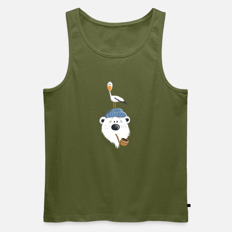 Bär mit Möwe - Männer Premium Bio Tank Top - Khaki