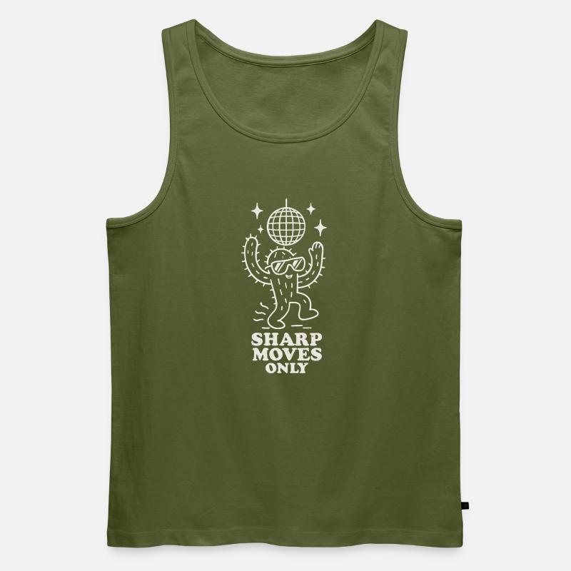 Disco Cactus: Only Sharp Movements - Men's Premium Organic Tank Top - khaki