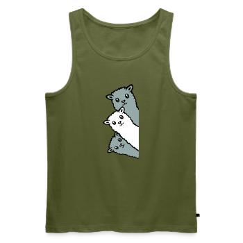 3 Alpakas Lamas schauen neugierig Tierköpfe Freude - Männer Premium Bio Tank Top - Khaki - Vorne - Michal (187cm)