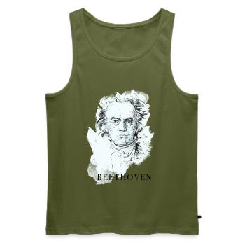 musicien classique Beethoven sourd éventail de concert piano - Débardeur bio Premium Homme - kaki - Devant - Michal (187cm)