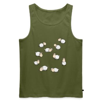 Petit troupeau de moutons I Moutons I Moutons Bande dessinée - Débardeur bio Premium Homme - kaki - Devant - Michal (187cm)