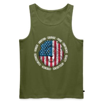 Patriotic Lion American Flag 4th Of July Leo Born - Men's Premium Organic Tank Top - khaki - Front - Michal (187cm)